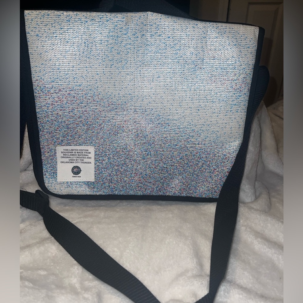 Okc thunder messenger bag made from recycled and reclaimed material